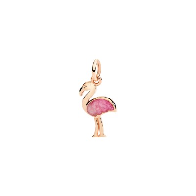 Charm Dodo Nature flamant rose en or rose et email